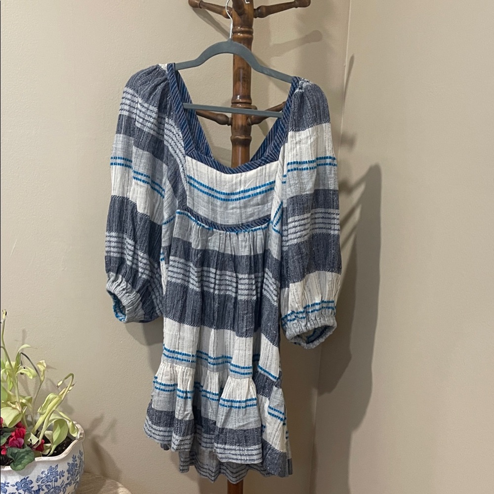 Free People Blue and White Striped Mini Dress